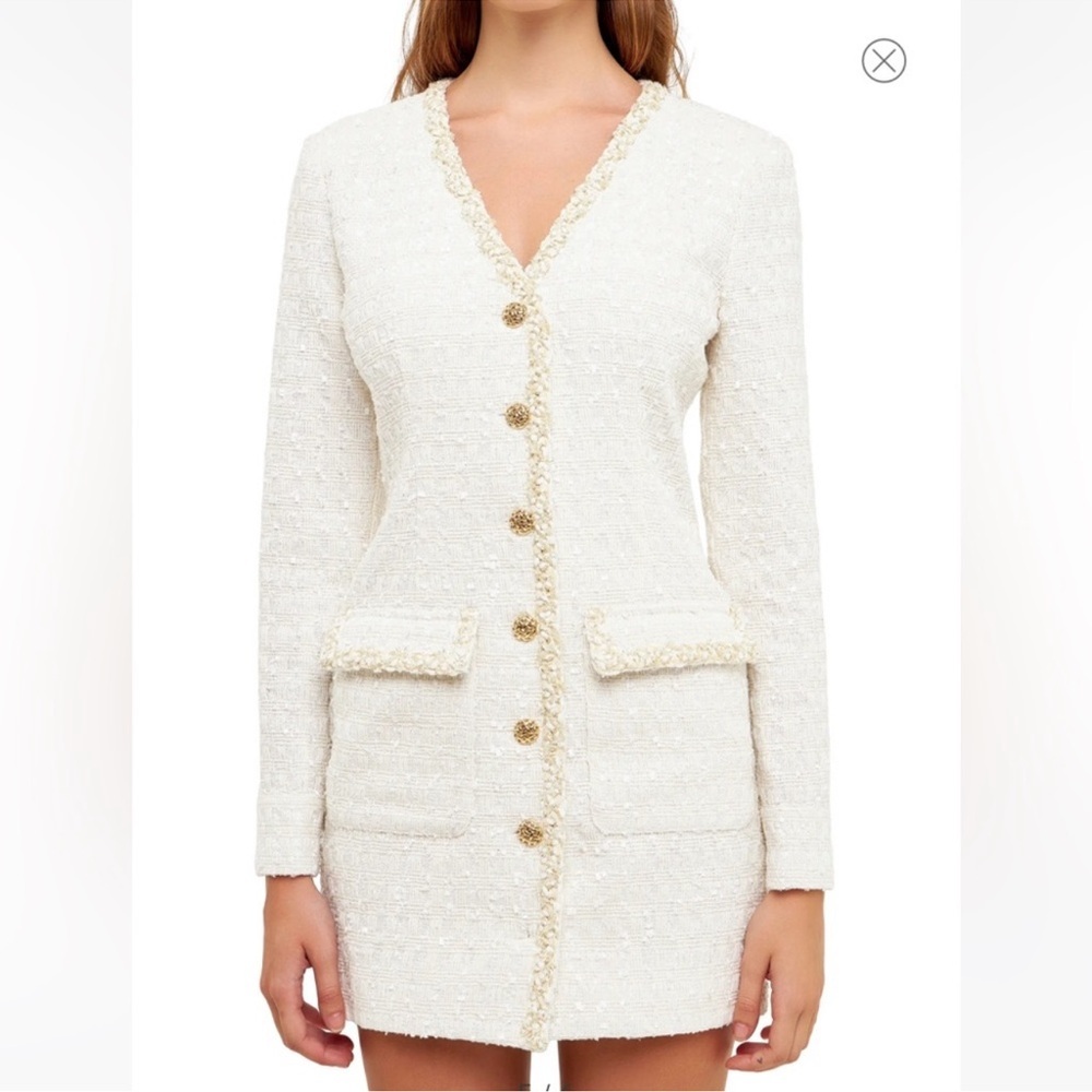 NWT Endless Rose Long Sleeve Dress in Pearl - Picture 2 of 8